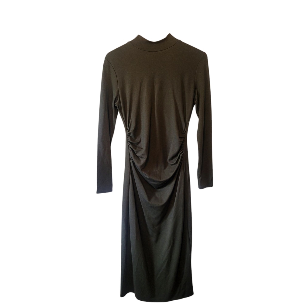 Elegant Olive Green Ruched Dress ZARA
